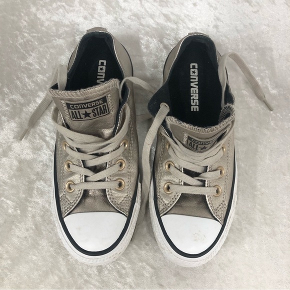 Converse all star low top women size 5 leather metallic copper type texture - Picture 3 of 8